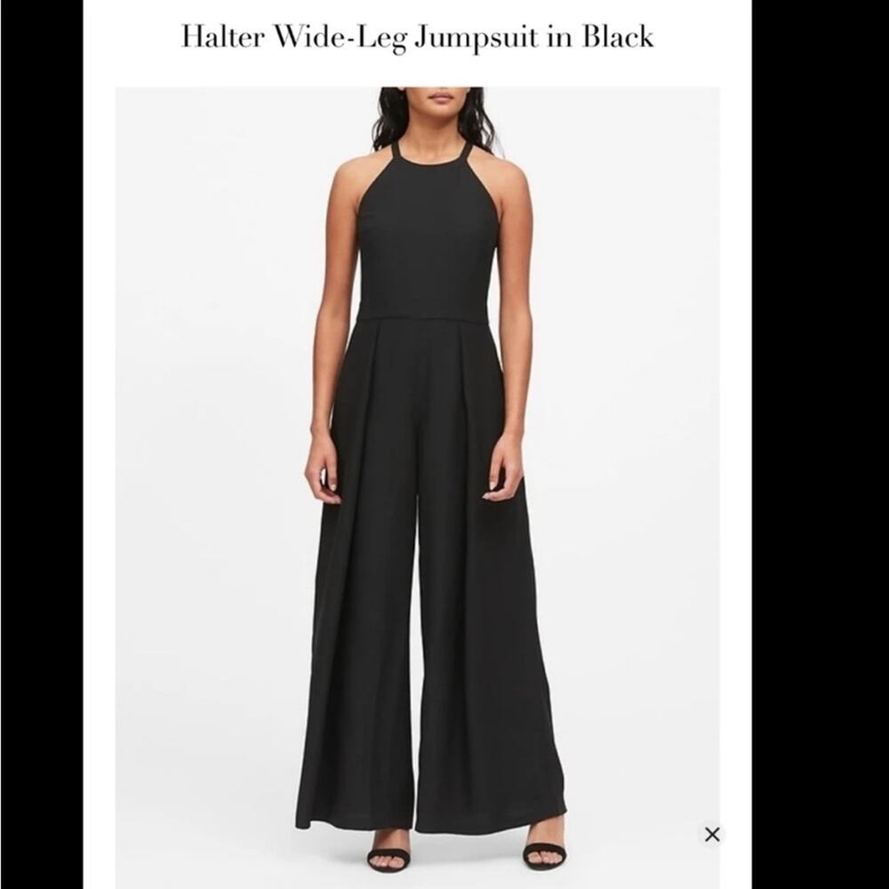 NWT Banana Republic Black Halter Wide Leg Jumpsuit 0 - Picture 8 of 8